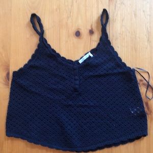 Crochet tank top, navy blue L